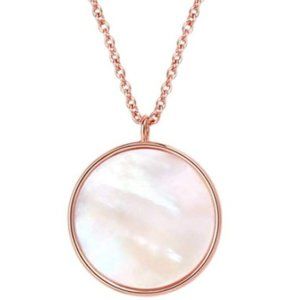 Gold Mother of Pearl Necklace Shell Round Pend